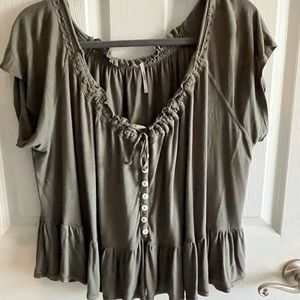 Free People Top, Olive Green, Size M